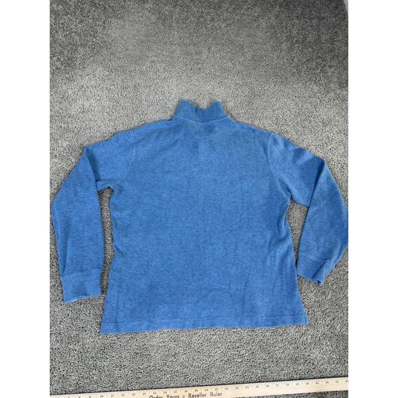 Polo Ralph Lauren Sweater Mens Medium Blue 1/4 Zip Mock Neck Knit Pullover - Picture 6 of 10